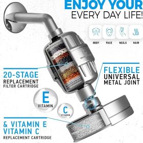 High Pressure Filtered Shower Head with 20+3 Stage Shower Filter | 1.8 GPM California Compliant | Reduces Chlorine - Softer Skin & Hair