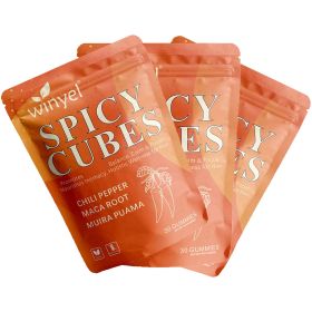 Spicy Cubes, Intimacy Gummies with Chili Pepper, Muira Puama, Maca Root, Epimedium, Helps Promote Hormone Balance, Calmness and Intimacy Wellness (QTY: 3 PCS)
