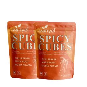 Spicy Cubes, Intimacy Gummies with Chili Pepper, Muira Puama, Maca Root, Epimedium, Helps Promote Hormone Balance, Calmness and Intimacy Wellness (QTY: 2 PCS)