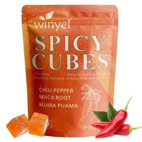 Spicy Cubes, Intimacy Gummies with Chili Pepper, Muira Puama, Maca Root, Epimedium, Helps Promote Hormone Balance, Calmness and Intimacy Wellness (QTY: 1 PCS)