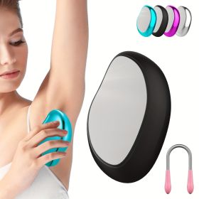 Crystal Hair Eraser Physical Hair Removal Tool Epilator Reusable Body Depilation Tool Glass Hair Remover Portable Mild Epilator (Color: TMQ-Black)